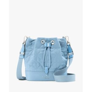 Kate Spade New York Spade Flower Quilted Fabric Bucket Bag Montauk Blue NWT